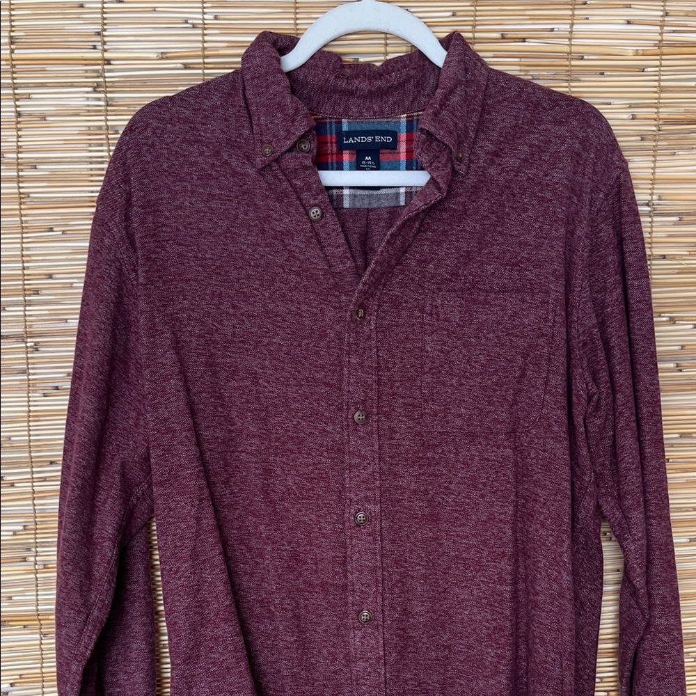 Lands' End Men's Burgundy Casual Shirt